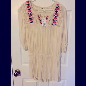 Forever 21, Boho Woven top, Cream/Red, Size Large, New with Tag.